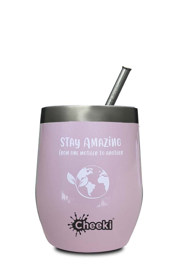 Insulated Wine Tumbler  Stay Amazing - With S/Steel Straw 320ml
