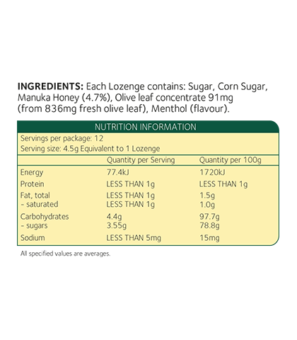 Comvita Lozenges - Olive Leaf Extract with Mānuka Honey