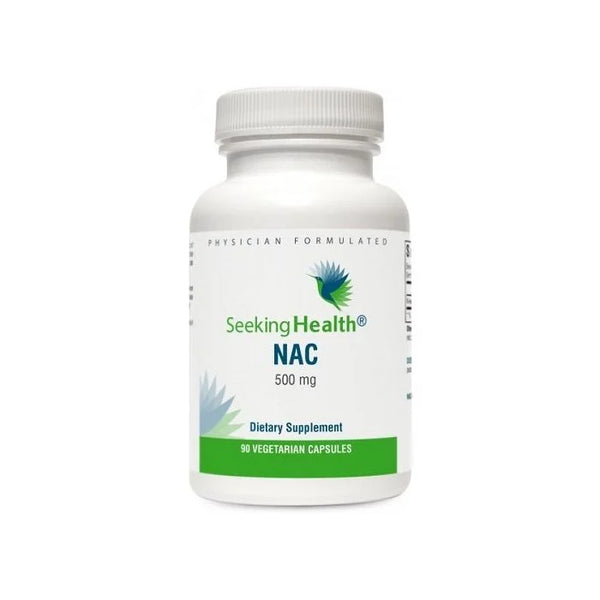 Seeking Health N-Acetyl-L-Cysteine (NAC) provides 500mg NAC per capsule.